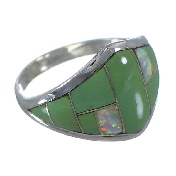 Turquoise And Opal Sterling Silver Jewelry Ring Size 7-1/4 AX52303